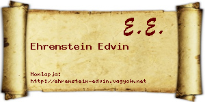 Ehrenstein Edvin névjegykártya